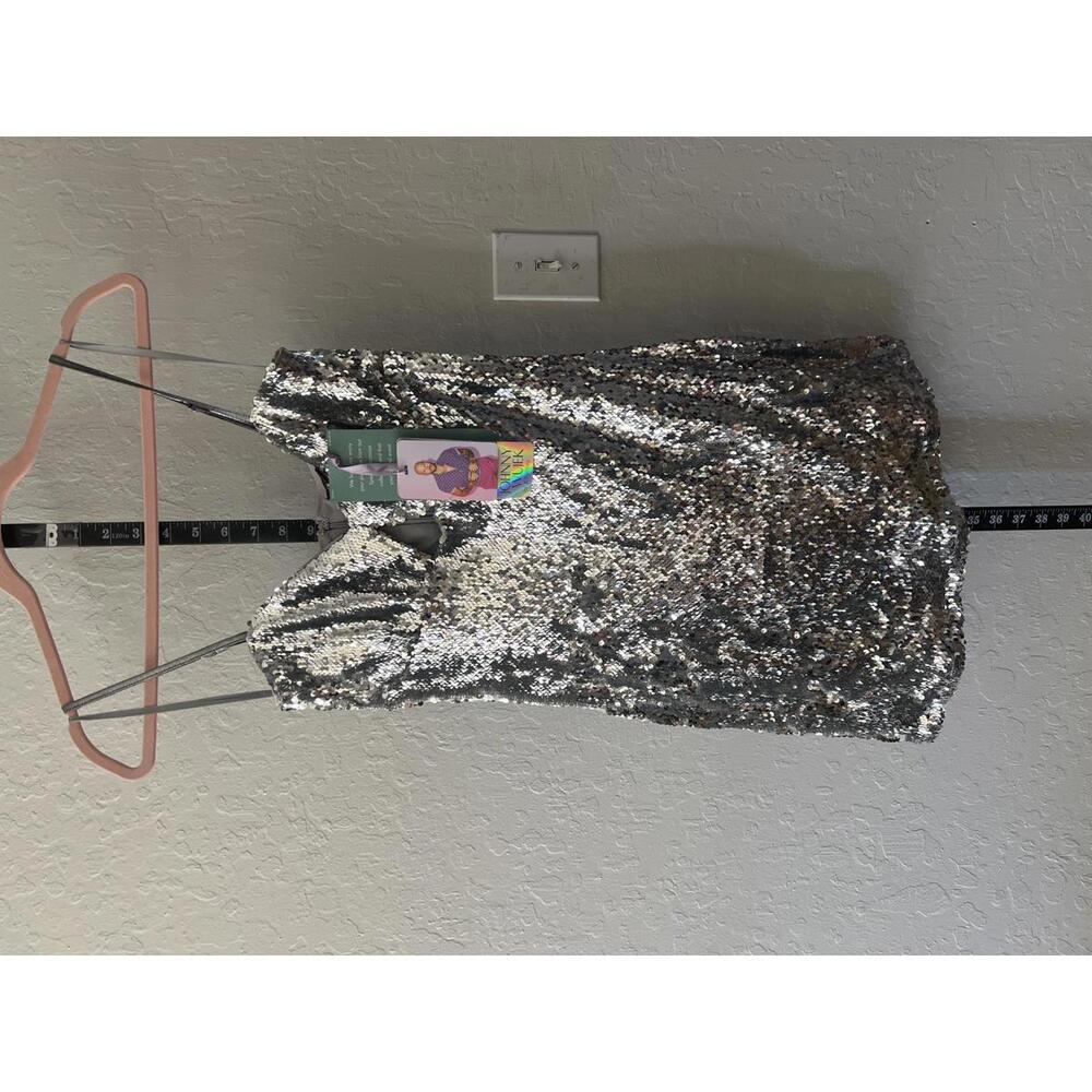 Johnny Wujek Sequin Mini Dress - Silver - Size M